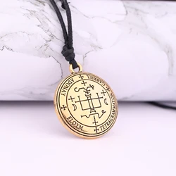 Talisman Of Protection Good Luck Amulet Necklace Stainless Steel Wealth Seal of solomon Adjustment Wax Rope Chain Jewelry Gift