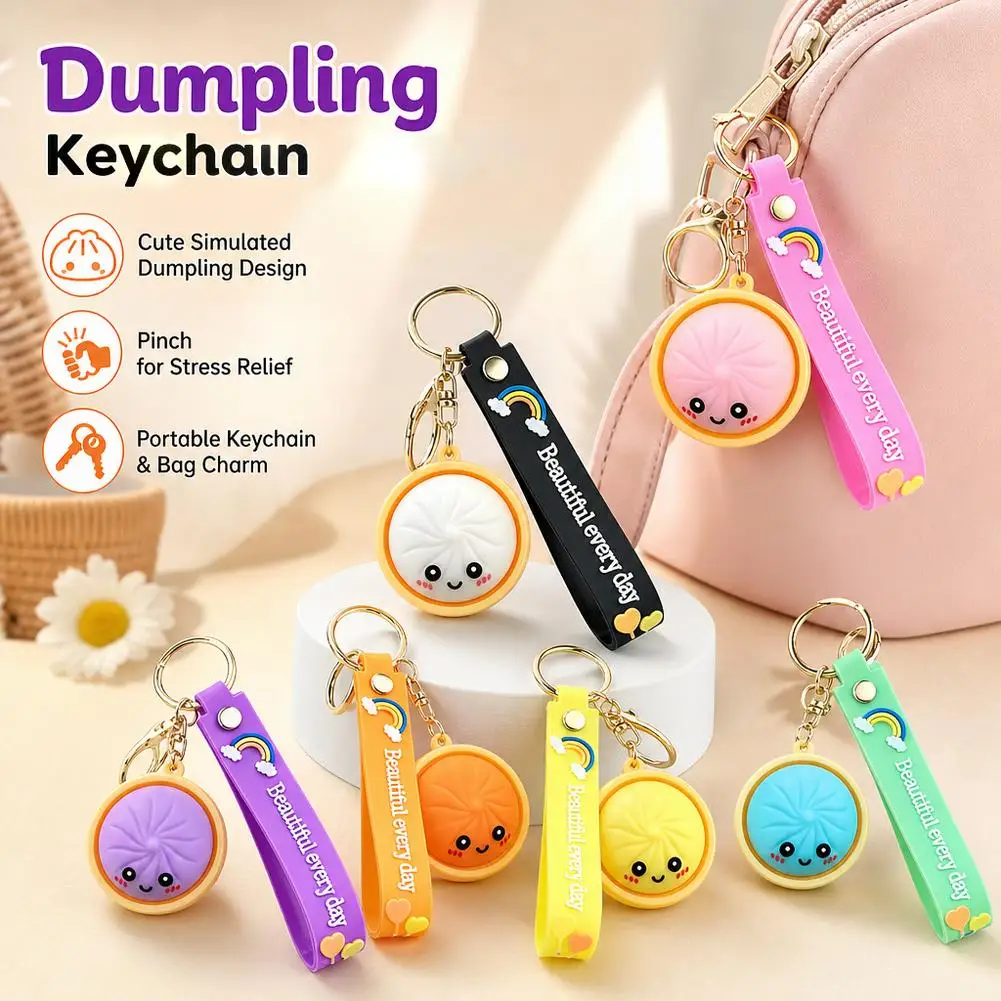 Dumpling Keychains Bag Pendant Car Key Chain Cute Baozi Steamer Birthday Gift Bags Party Favors Keyring Strap Bag Charm 2026