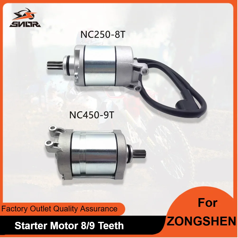 SNOR Motocross Starter Motor 8/9 Teeth Starter Starting Engine Electric Machine For ZONGSHEN NC250 NC450 Off-road Pit Dirt Bike