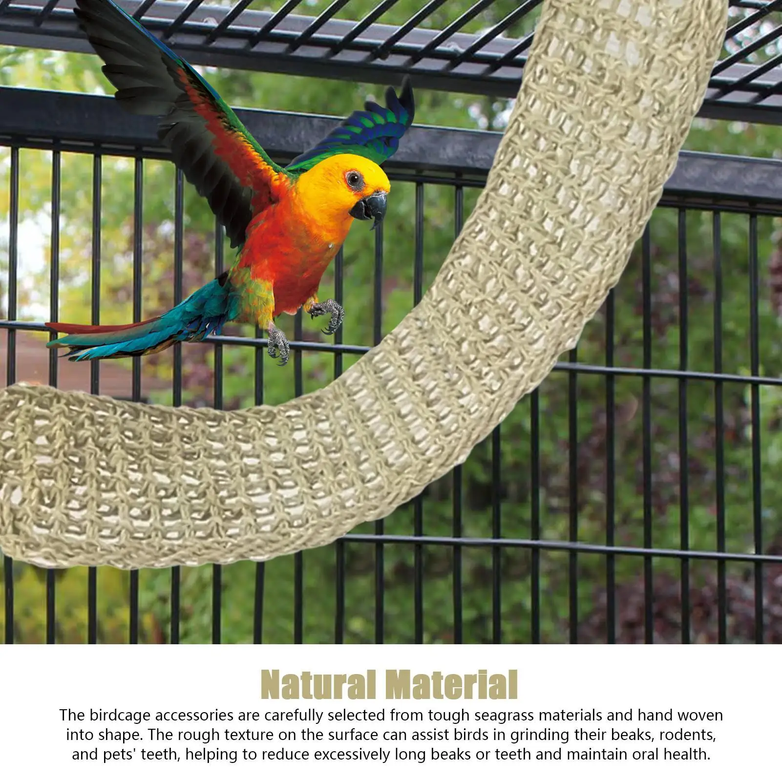

Seagrass Mat Parrot Natural Grass Woven Net Hammock Chewing Cage Accessories for Cockatiel Conure Lovebird Hamster Bearded