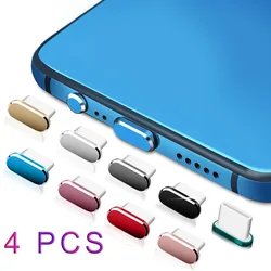 1/4Pcs Metal USB C Dust Plug For iPhone Samsung Xiaomi Port Caps Protectors Anti-Dust Type-C Charging Port Protector Cover Cap
