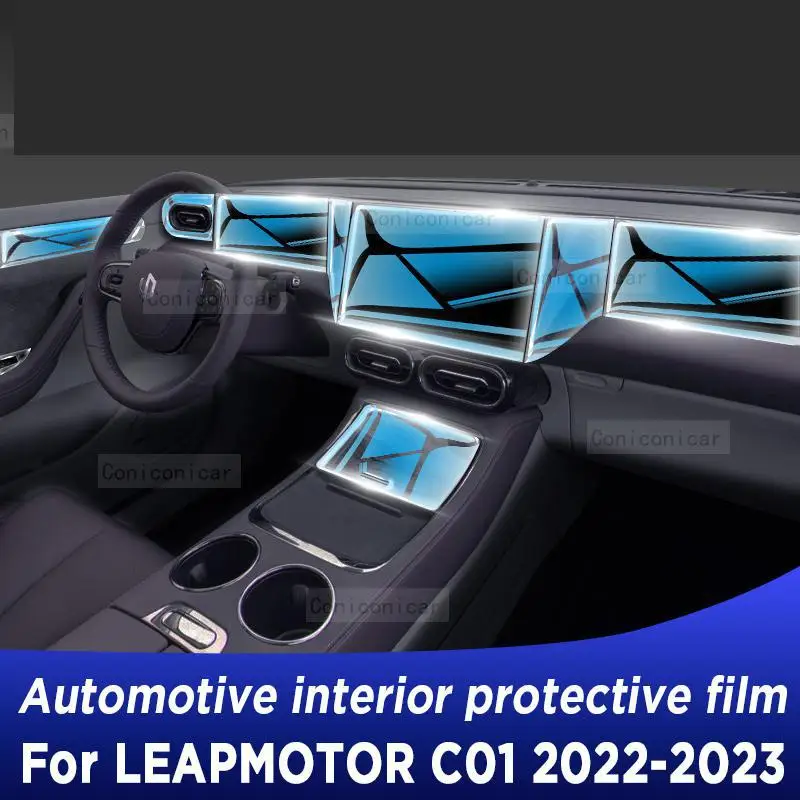 

For LEAPMOTOR C01 2022 2023 Gearbox Panel Navigation Screen Automotive Interior TPU Protective Film Anti-Scratch Accessories