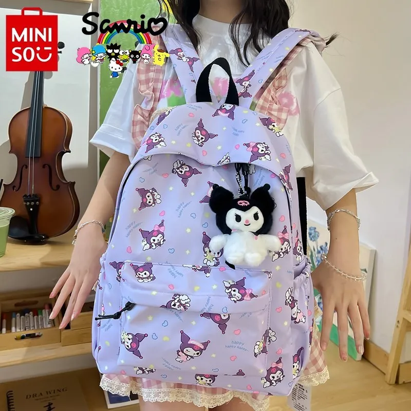 Sanrio 2024 New Student Backpack Fashion High Quality Multi Functional Travel Backpack Cartoon Large Capacity Girl Backpack