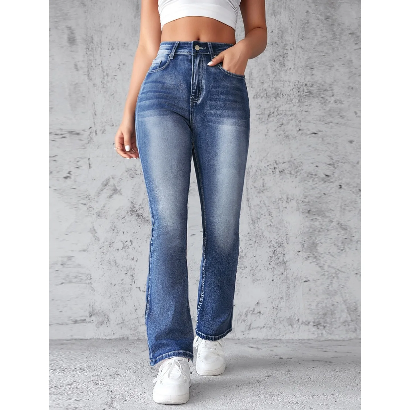 

High Waist Flared Jeans Women's Classic Straight Leg Denim Pants Comfortable Fit Casual Trousers for Ladies