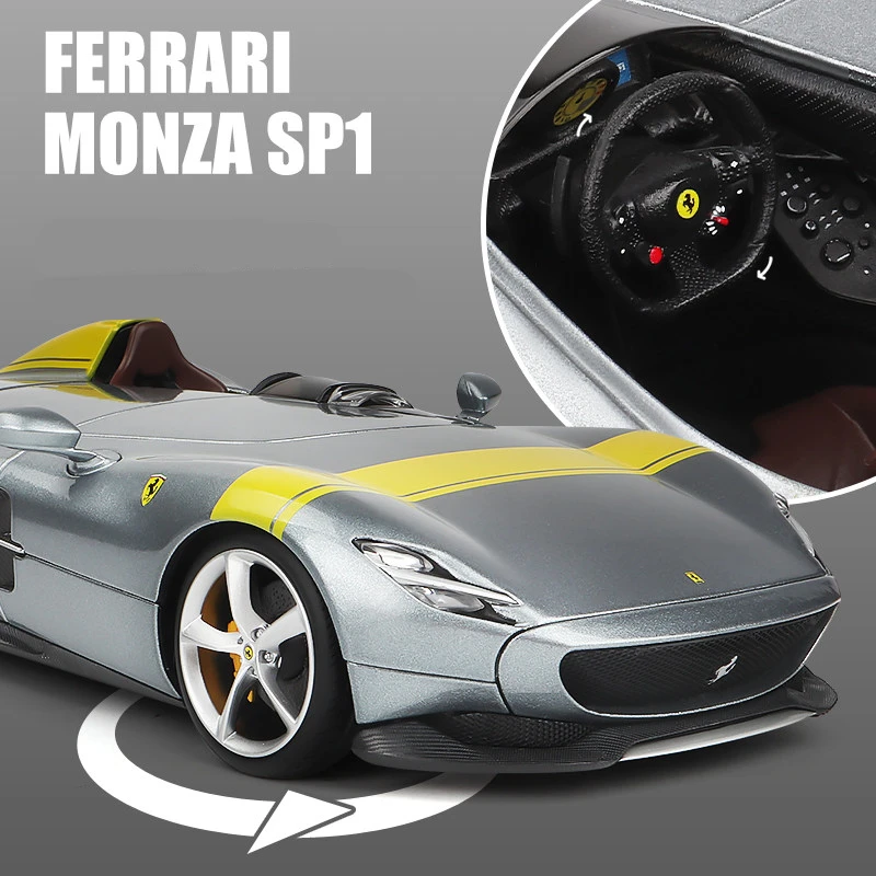 Bburago 1:24 Ferrari Monza SP1 Alloy Concept Sports Car Model Diecasts Metal Racing Vehicles Car Model Simulation Kids Toys Gift