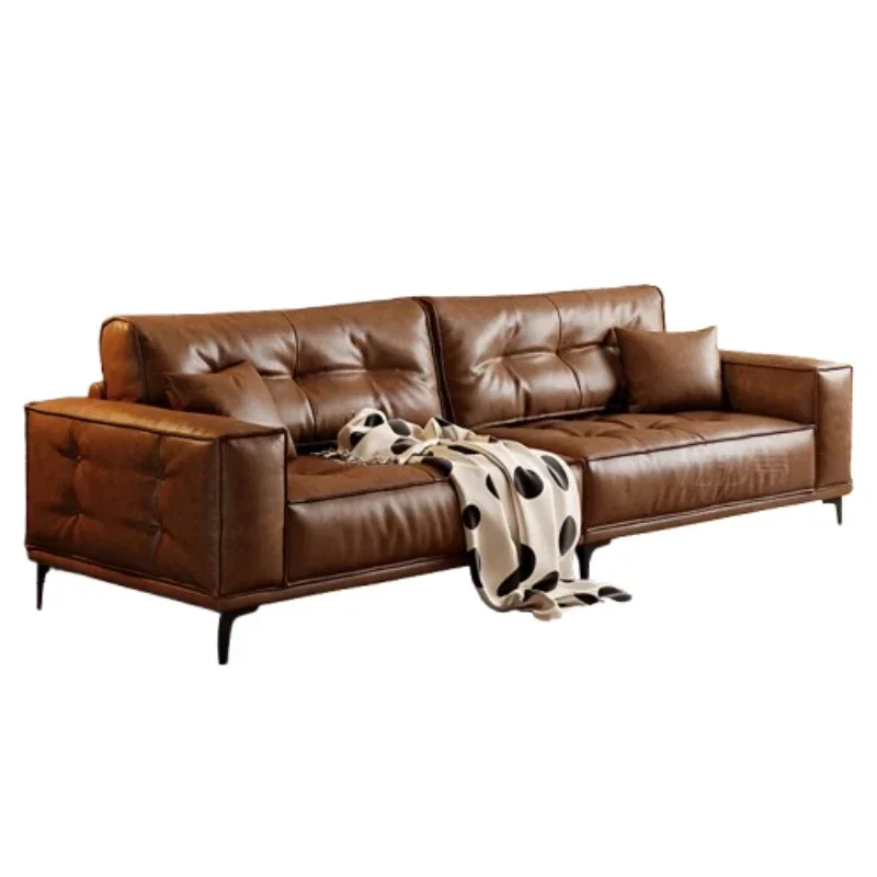 

Коричневые диваны для гостиной, вилла для взрослых, кожаный диван большого размера для ленивой гостиной, канапе Divano, постмодернистская мебель
