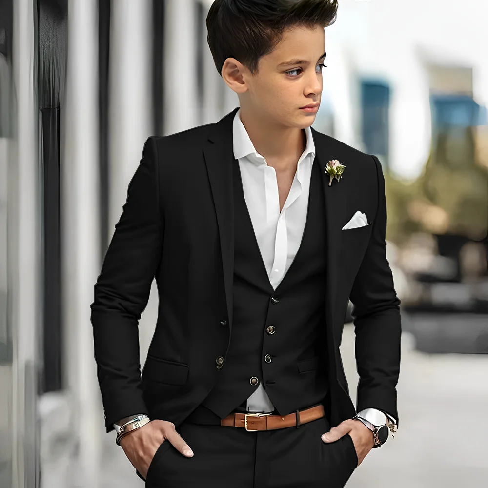 فاخر الأخضر Bos الدعاوى أنيقة الزفاف 3 قطعة سترة السراويل سترة الصبي الملابس عالية الجودة مخصصة مجموعات كاملة زي الاطفال #2