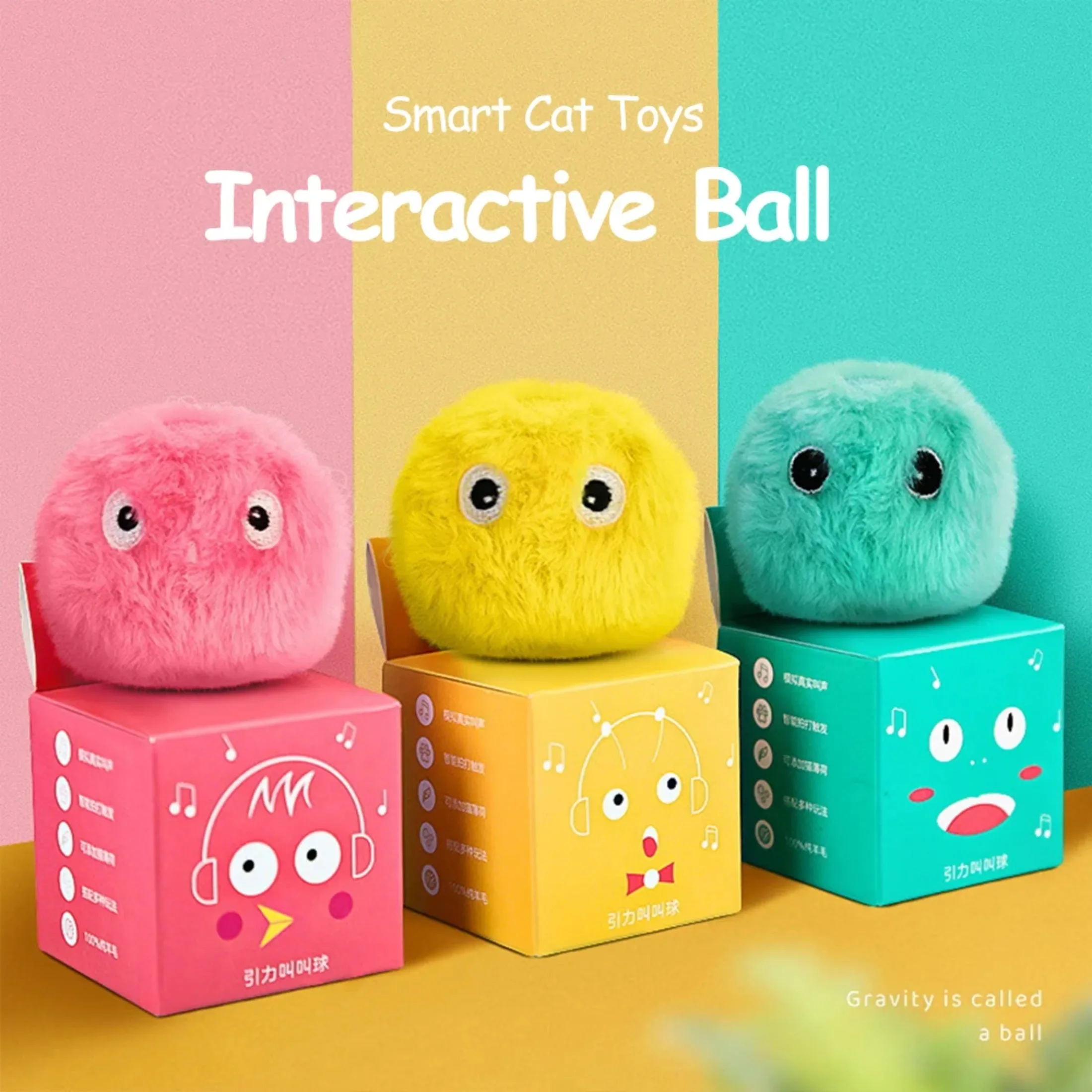 Slim kattenspeelgoed Interactieve bal Pluche Elektrisch kattenkruid Trainingsspeelgoed Kitten Touch Klinkend huisdierproduct Piepspeelgoedbal Katbenodigdheden
