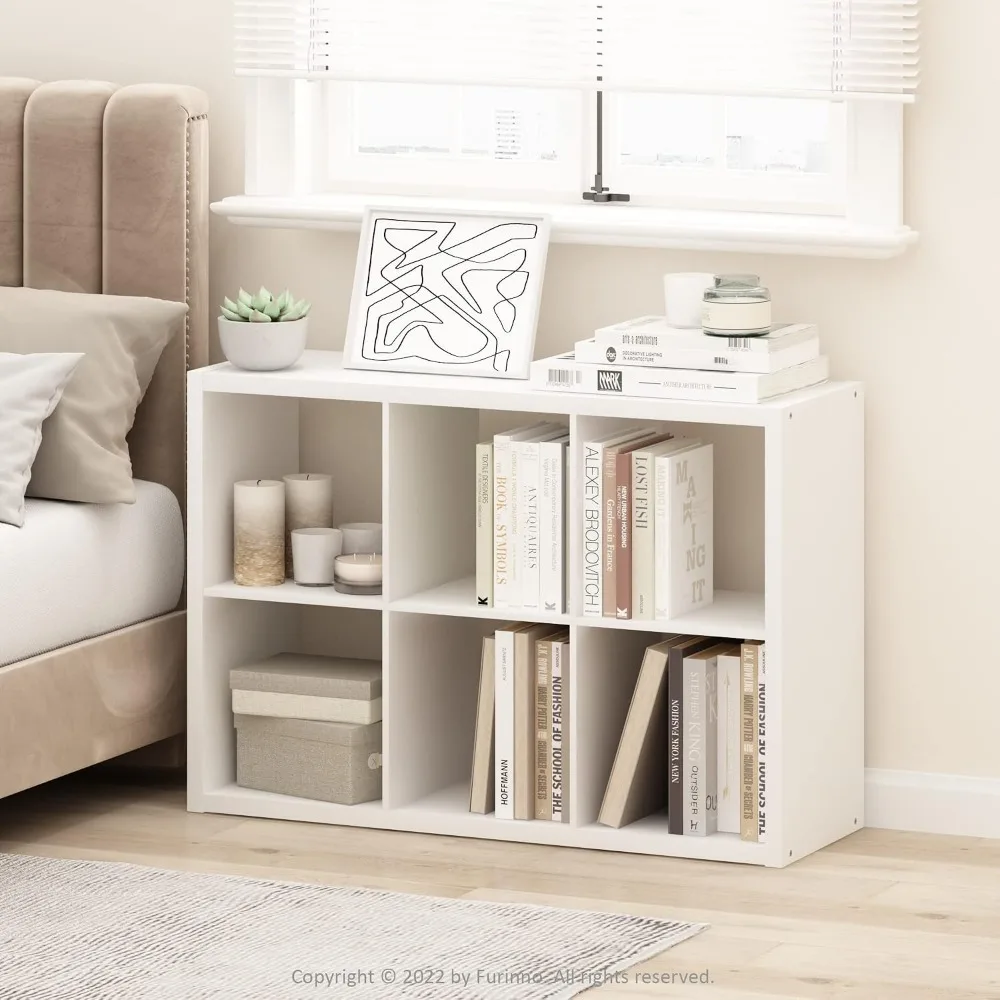 6-Cube Book Shelf with Extra Thick Frame, White | 14.6