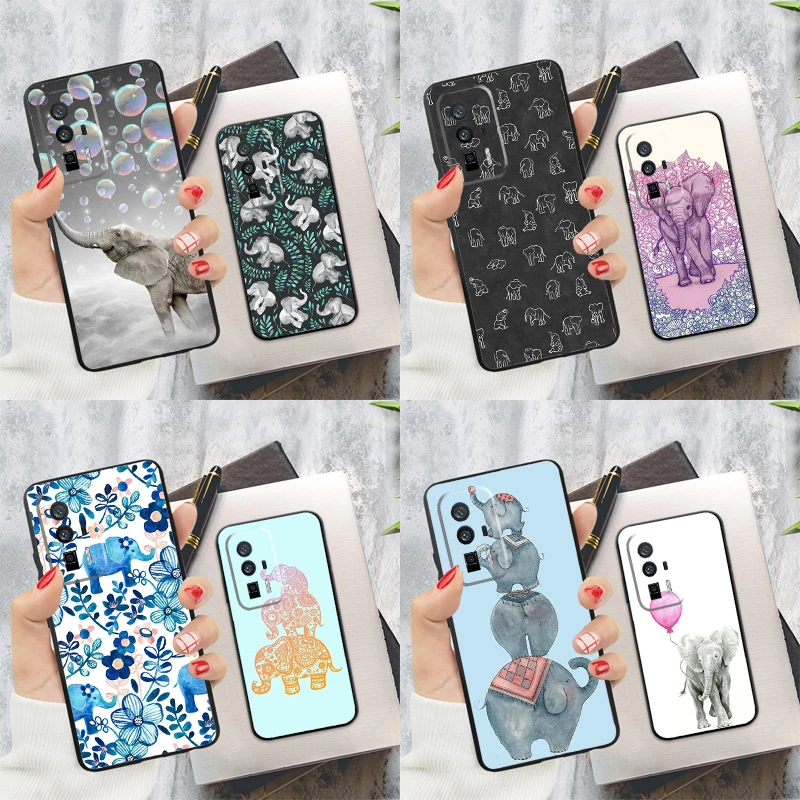 Cute Elephant Cartoon Case For Xiaomi 14T Pro 13T 12T 11T 13 14 Ultra POCO X6 F6 Pro M6 X3 X5 M5s F3 F5 Cover