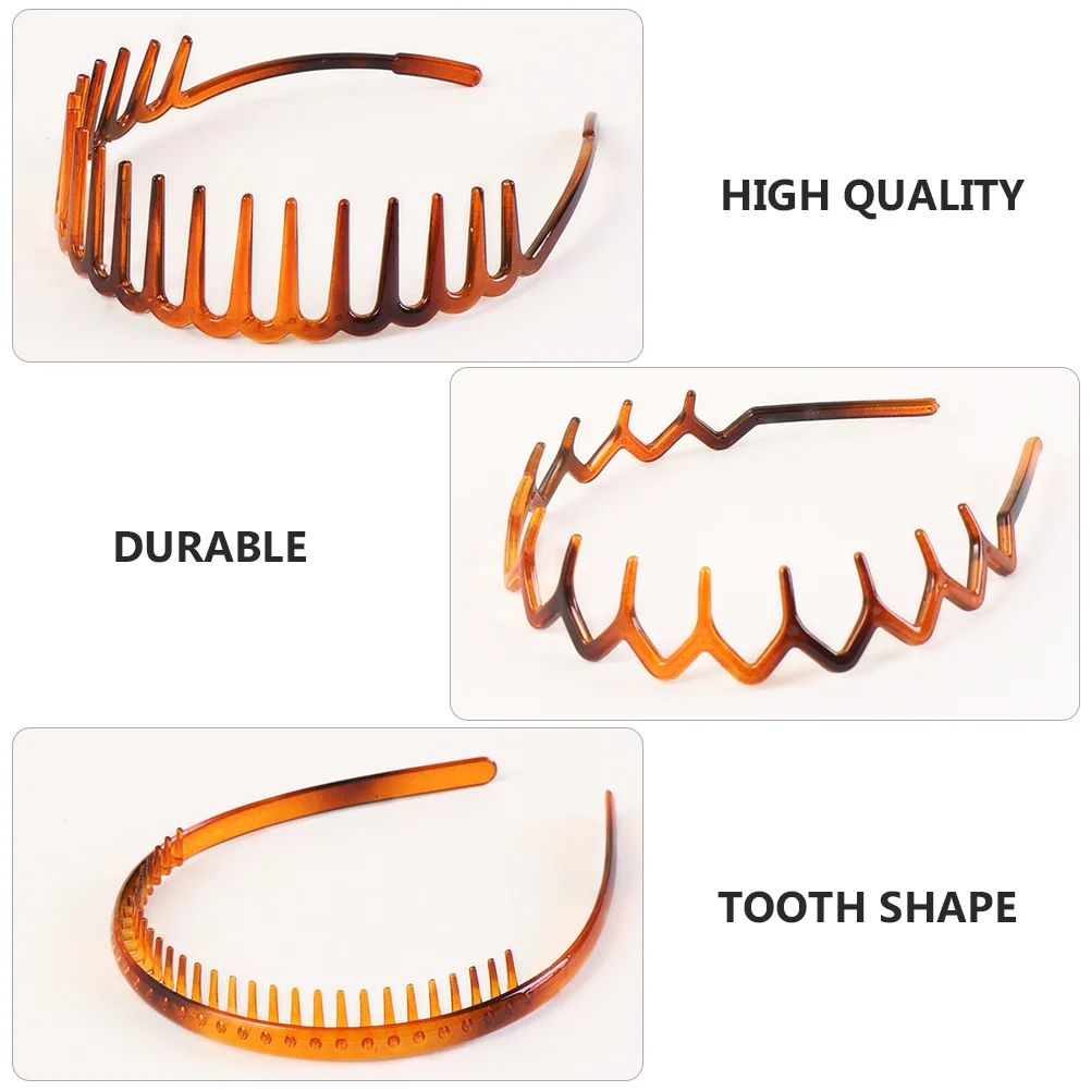 

6pcs Toothed Headbands Invisible Hoops For Washing Face Unisex Elastic Hair Clasp Practical Wavy Hair Hoops Anti-Slip Design