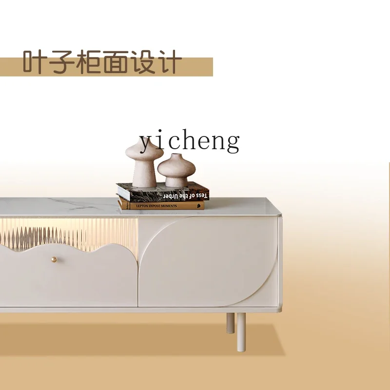 ZC cream wind rock board TV cabinet coffee table small apartment simple modern living room floor cabinet