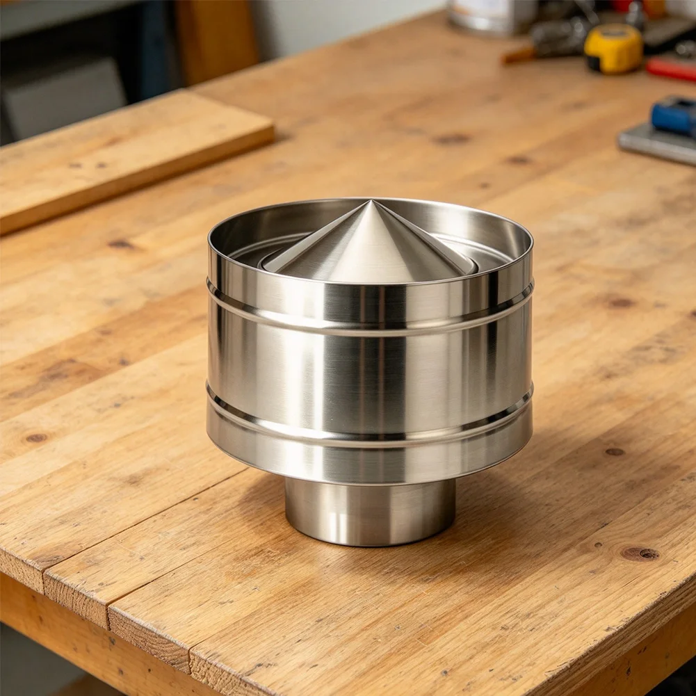 100mm Stainless Steel Pipe Rain Hat Chimney Cover Weather Resistant High Temperature Stable Easy Mount No Hardware Needed