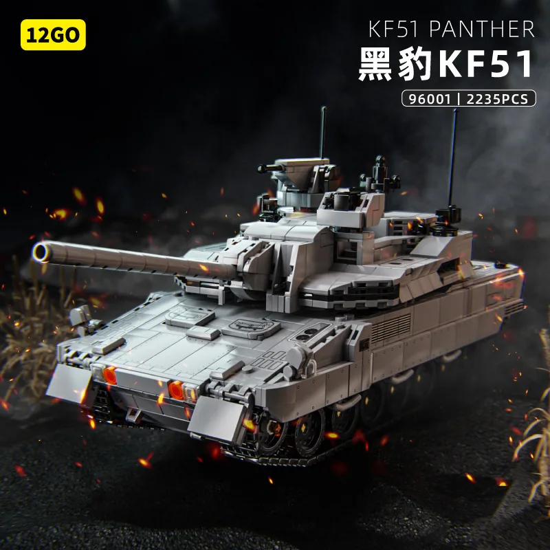 

12GO 96001-8 Современный танк четвертого поколения KF51 Black Panther, радиоуправляемая игрушка, подарочный набор строительных блоков