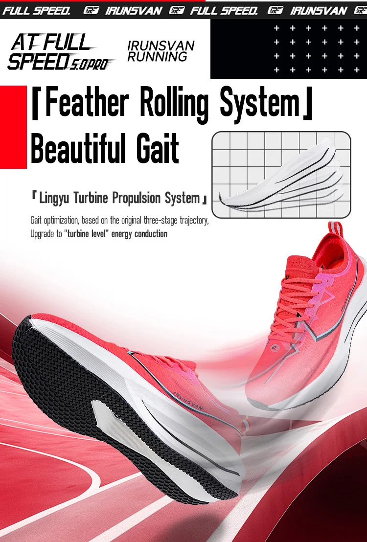 IRUNSVAN Rapid 5.0 Prro Marathon Running Shoes Carbon Plate Breathable Shock Absorbent Outdoor Sports Shoes Men's Shoes