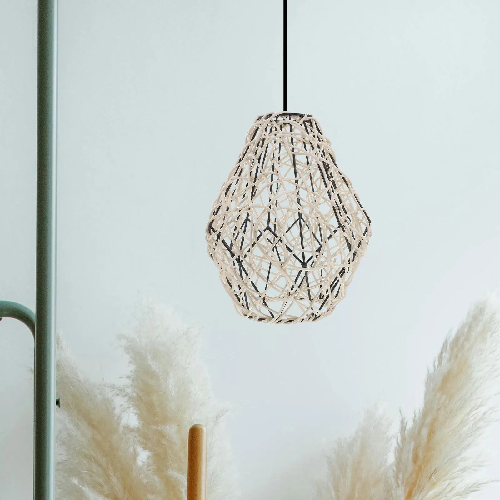 

Plastic Rattan Pendant Lamp Shade Unique Creative Design for Dining Room Living Room Cafe Hanging Lantern Lighting Fixture