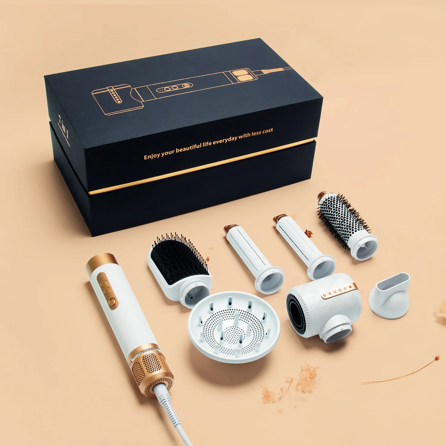 مجموعة مجفف شعر 7 في 1 بجودة صالون 2025 - مجفف شعر احترافي ذاتي التنظيف مع تقنية التجفيف السريع