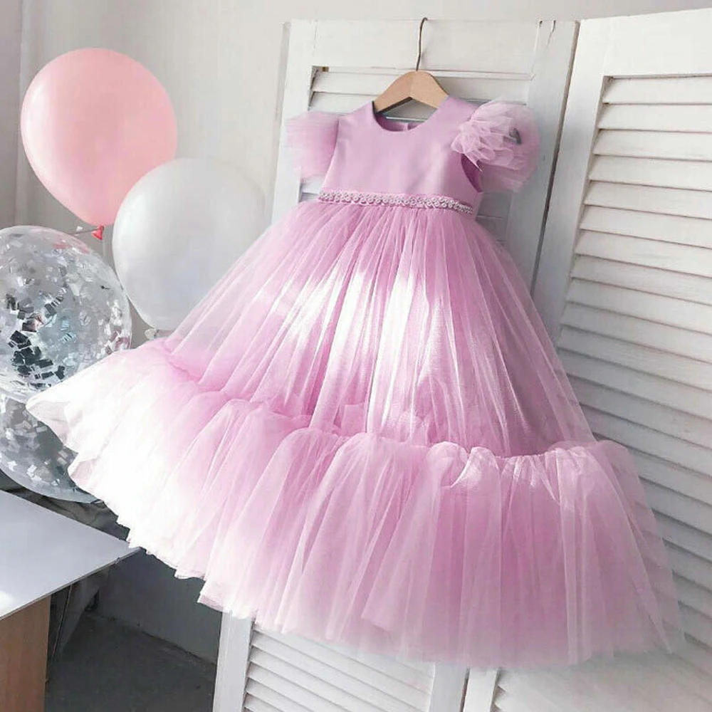 Zomer Strik Kant Verjaardag Meisje Jurk Voor Feest En Trouwjurk Kids Prinses Avond Prom Meisje Jurken Formele Bruidsmeisje Kostuum