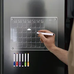 Fridge Magnet Sticker Calendar Weekly Planner Message Boards Reusable Dry Erase Board Schedule Transparent Fridge Message Menu