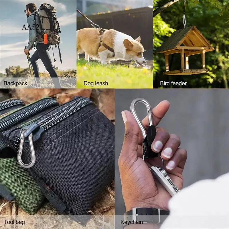 

AS-10 Pack Зажим для карабина из нержавеющей стали Сверхмощный пружинный карабин Зажимы для карабина 1,57 дюйма