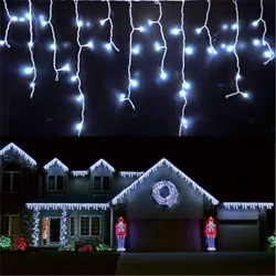 Street Garland On The House Christmas Decorations Ornaments LED Festoon Icicle Curtain Light Droop 0.4/0.5/0.6M EU Plug 220V