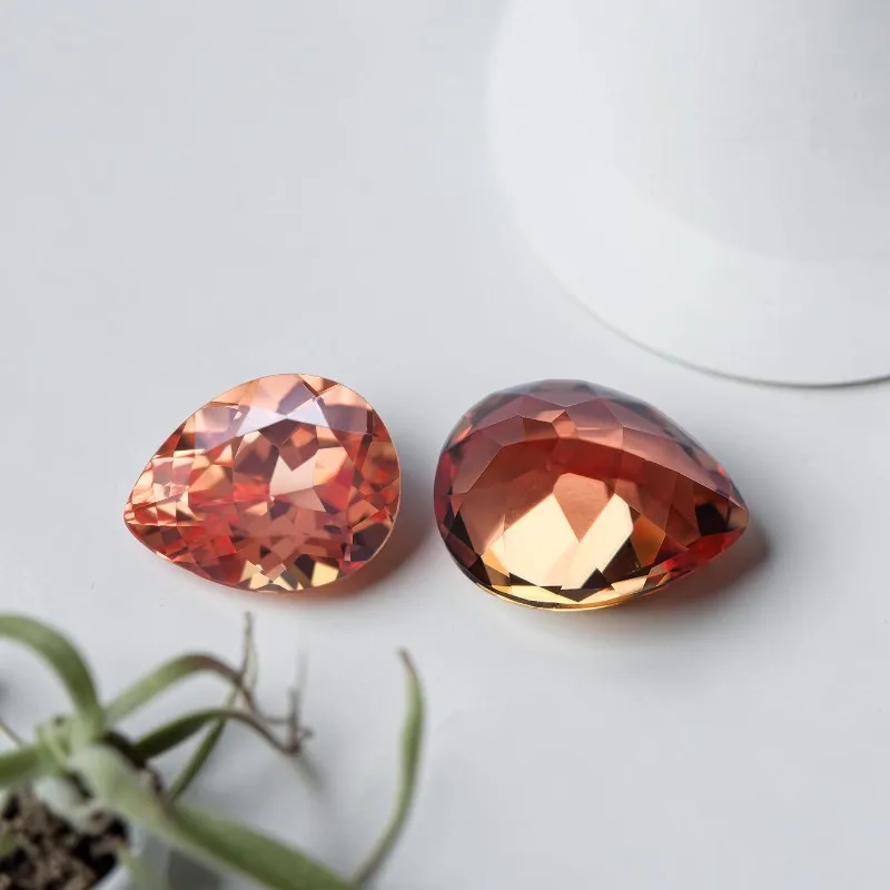 Laborgezüchteter Saphir, loser Stein, runder Schliff, orangefarbene Charms-Perlen für die Schmuckherstellung, wählbares AGL-Zertifikat – Detail 3