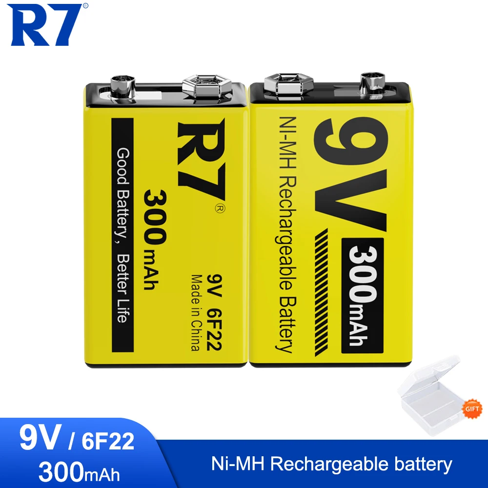 R7 300MAH 9V NI-MH battery 6F22 Ni-Mh rechargeable 9V battery for microphone detector universal meter