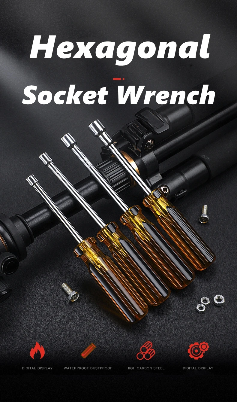 

5/5.5/6/7/8/9/10mm Socket Wrench, Hex Wrench, High Carbon Steel Hex Nut Screwdriver, Hex Nut Screwdriver, Manual Repair Tool