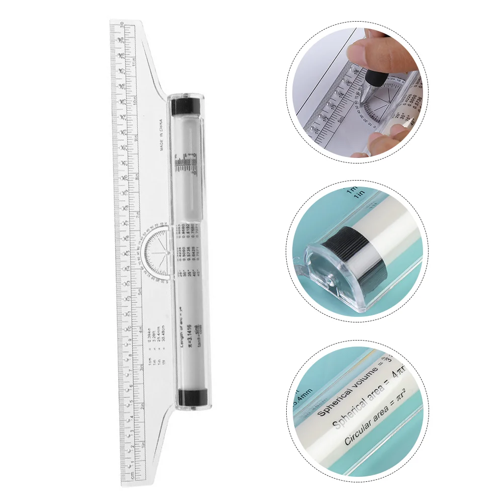 Ruler with Inches and Centimeters Parallel Roller Multifunction Student Use Rolling Drafting