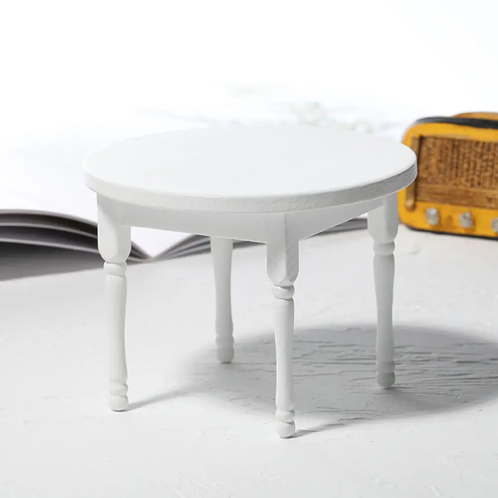 

1Set White Mini Desk Chair Set Exquisite Playhouse Accessory Mini House Furniture Miniature Scene Decorative Furnish
