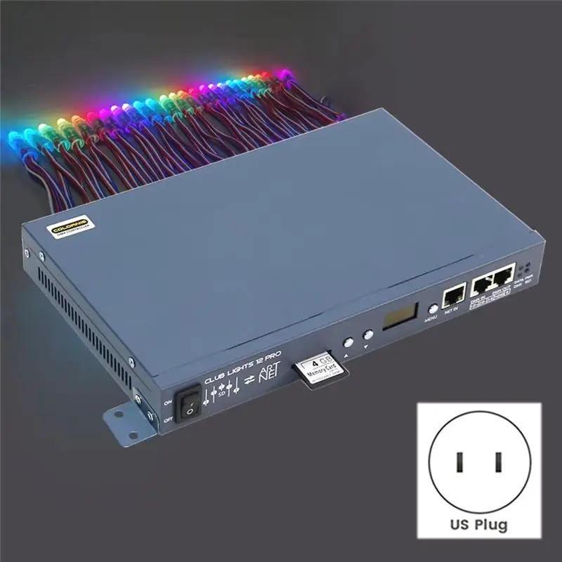 AA81-LED Light Controller 12Port Work WS2811 WS2812 WS2815 DMX512 Forled Strip Light US Plug