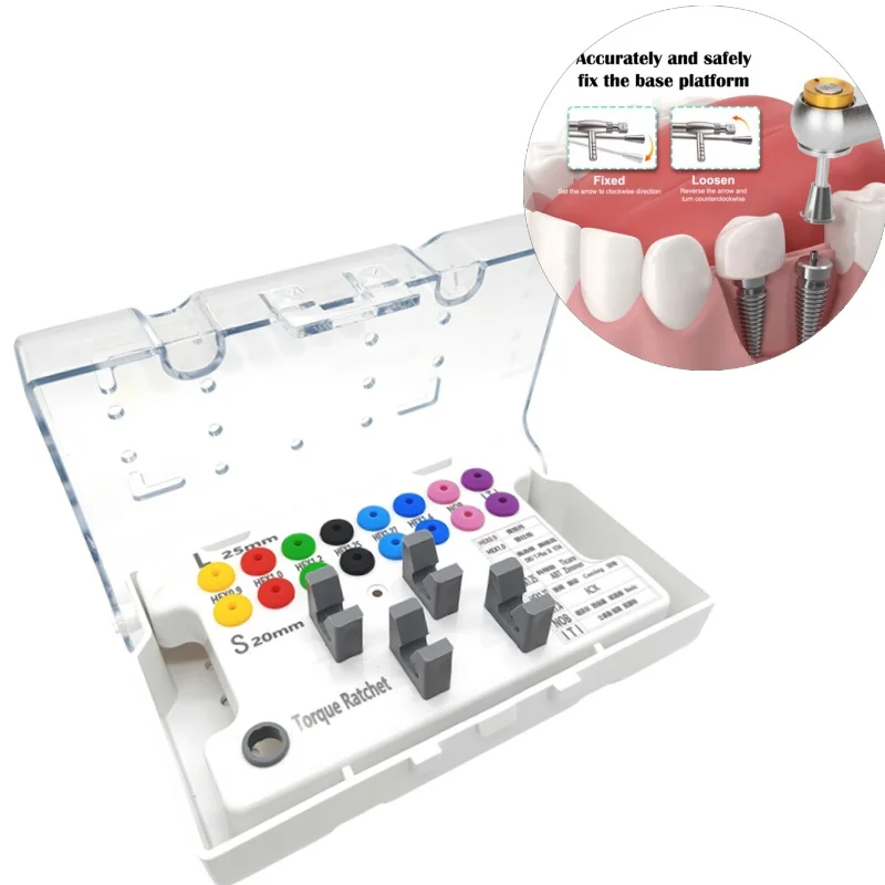 

1 компл. динамометрический ключ для зубного имплантата, отвертка, набор протезирования 10-70NCM, драйверы с храповым механизмом, инструменты для ремонта стоматологических имплантатов