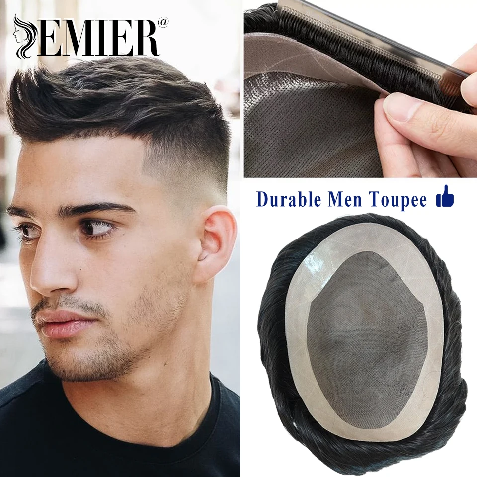 Mono Npu Men Hair Toupee Indian Human Hair Replacement System Straight Wave Hairpiece Men's Capillary Prosthesi Natural Hairline