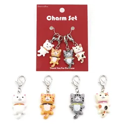 4PC/Set Resin Cartoon Cat Charms Animal Knitting Stitch Markers Crochet Latch DIY Craft Marker Kits Needle Clip Knitting Tools