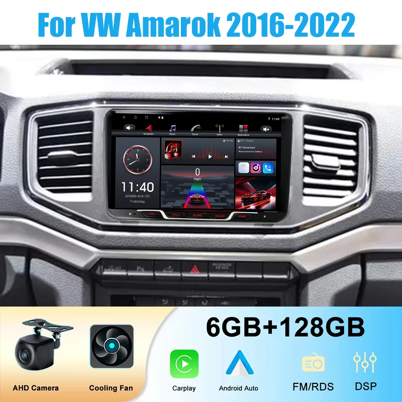 

9'' 128GB Car Radio For VW Amarok 2016-2022 Wireless Carplay Android 15 Head Unit Intelligent System GPS Naci WIFI BT Google Map