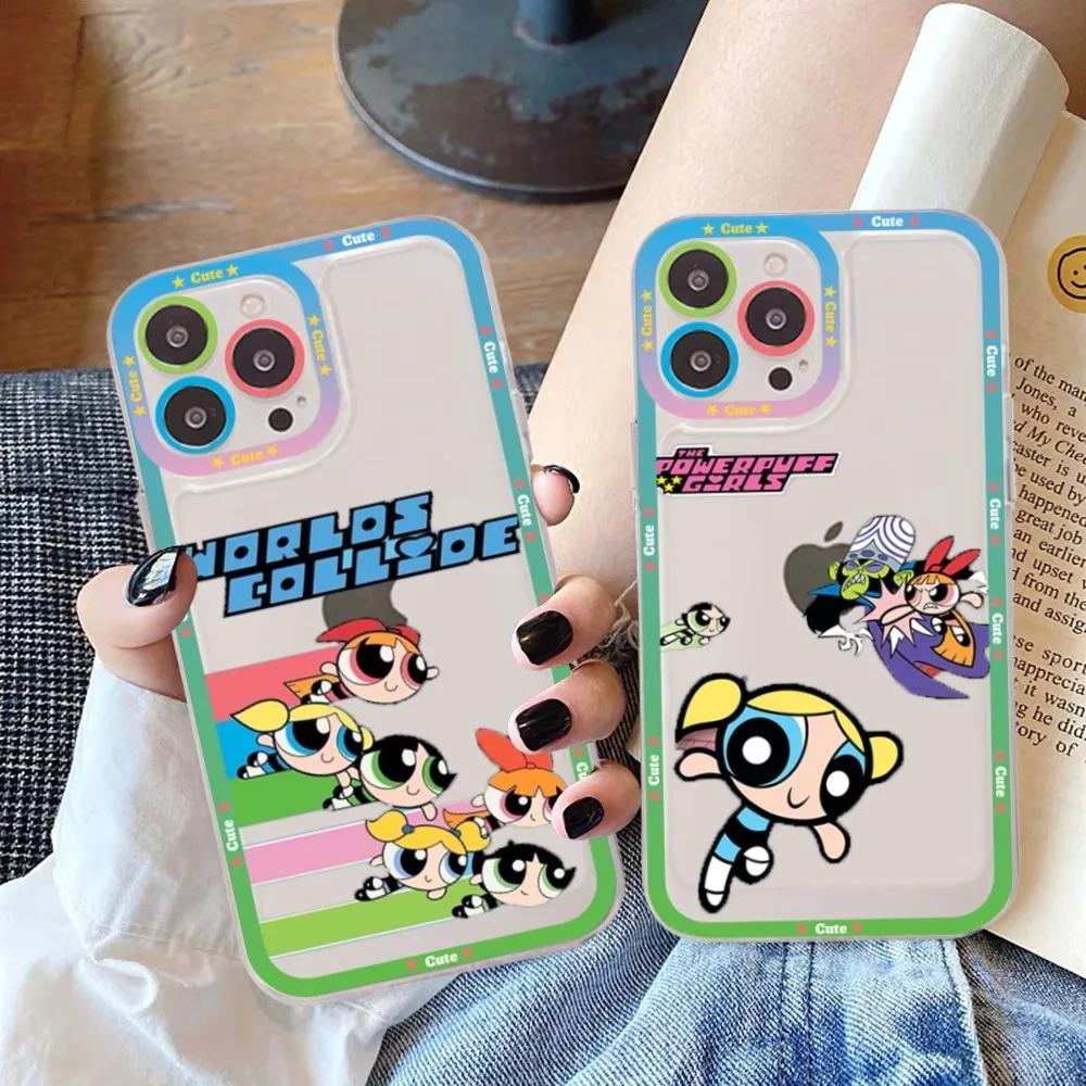 Cute-P-Powerpuffes-G-Girls Phone Case For Samsung S 20 21 22 23 Lite Plus Ultra Clear Mobile Cover Funda