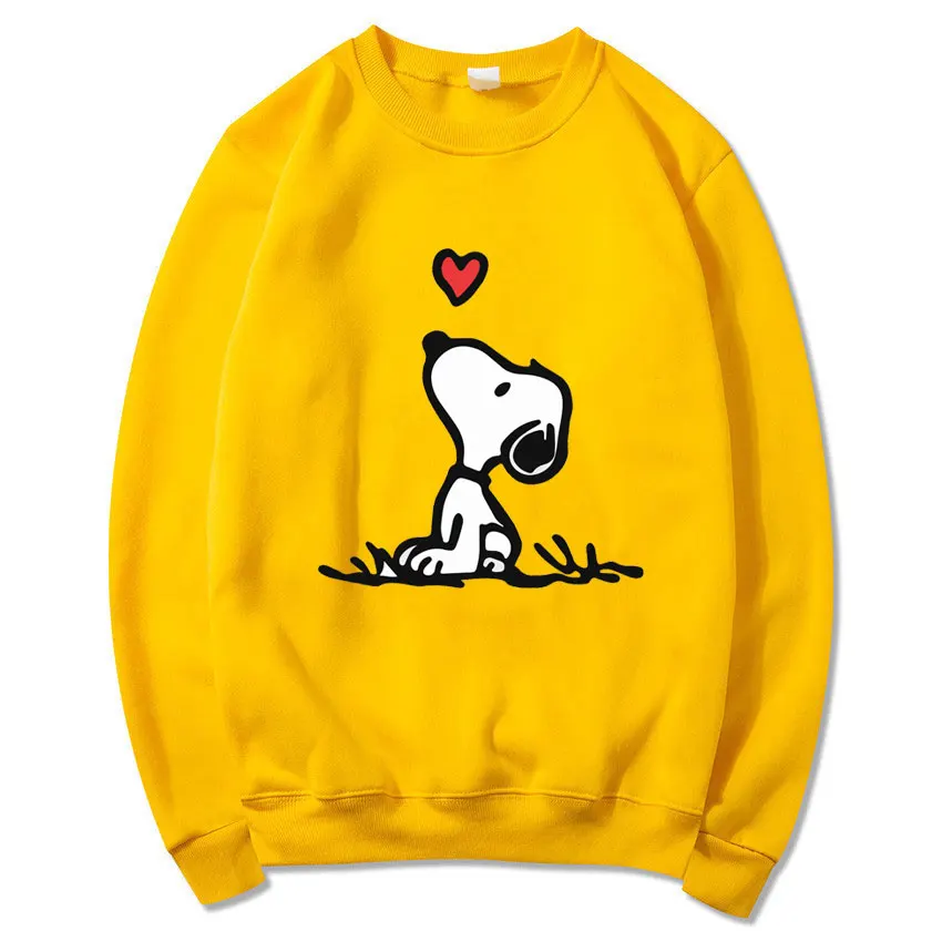 Snoopy Cartoon Anime Women Pullover Spring Autumn Men O-neck Hoodie 2024 New Fashion Oversized Couple Sweatshirt Tops