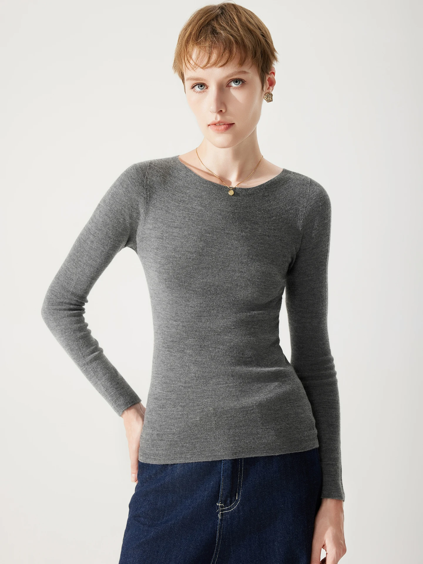 

Новый женский свитер из 100% мериносовой шерсти, весна-осень-зима, вязаный пуловер, облегающая блузка, одежда с длинным рукавом, уютные топы