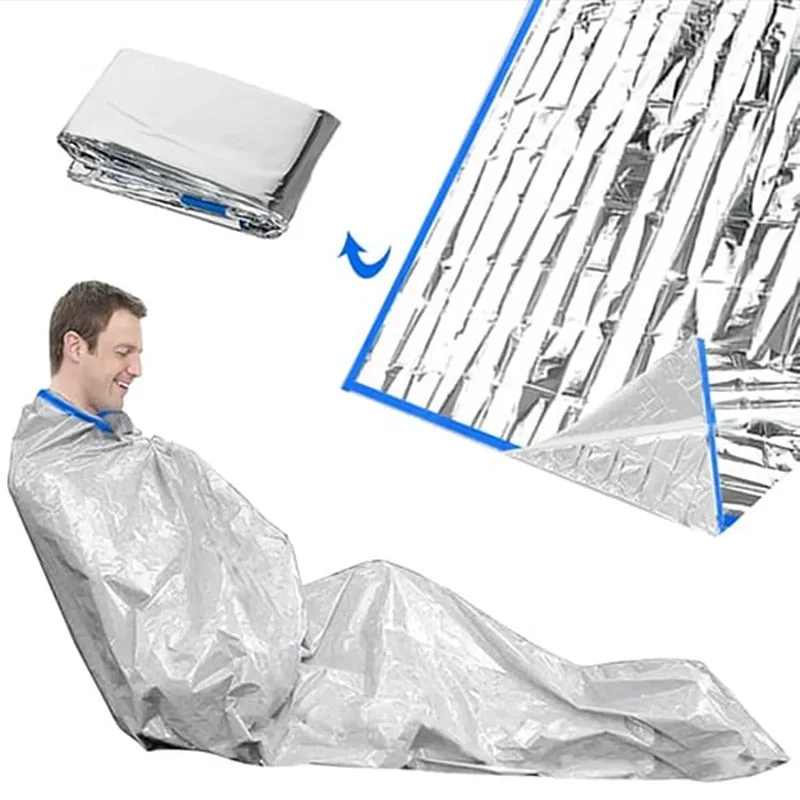 Emergency Sleeping Bag Ultra Waterproof Mylar Thermal Blankets Lightweight Survival Sleeping Bag Keep Warm for Camping Hiking