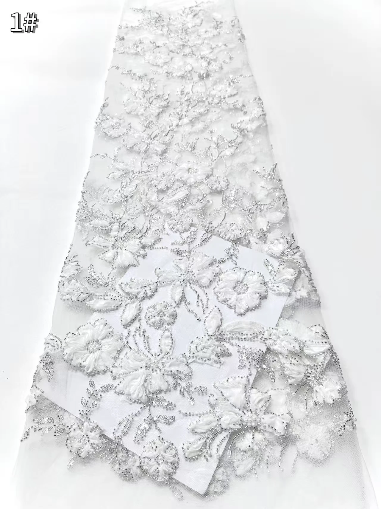 2025 Ultimo Nuovo High-end di Lusso Francese Ricamo Tessuto di Pizzo Africano Nigeriano Paillettes Tulle Tessuto di Pizzo Abiti da Sposa SZ1653