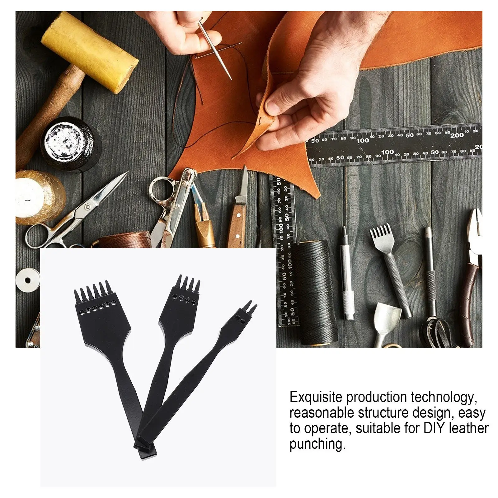 

3Pcs Alloy Steel Hole Punch Set DIY Leathercraft Punching Tool for Handmade Belt Wallet Journal Craft Supplies