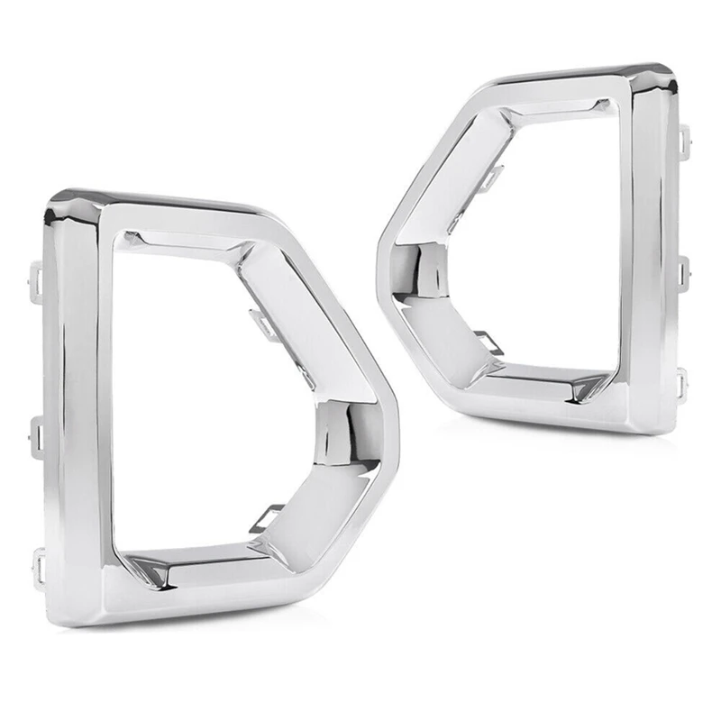 For GMC Sierra 2019-2021 Denali SLT Front Fog Light Outer Bezel Cover Chrome Set Replacement Parts Accessories