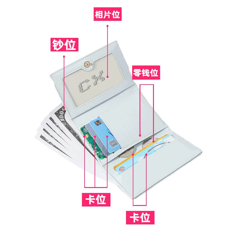 Genshin Impact Merchandise Water God Funina Cartera corta plegable diseño de nicho gran capacidad ranura para múltiples tarjetas Anine