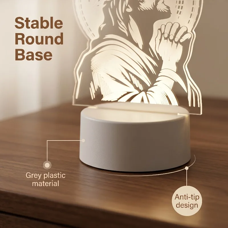 Inspirational Religious Gift: Jesus Lamp – Serenity Prayer Acrylic LED Table Lamp, Suitable for Christmas and Easter view 6