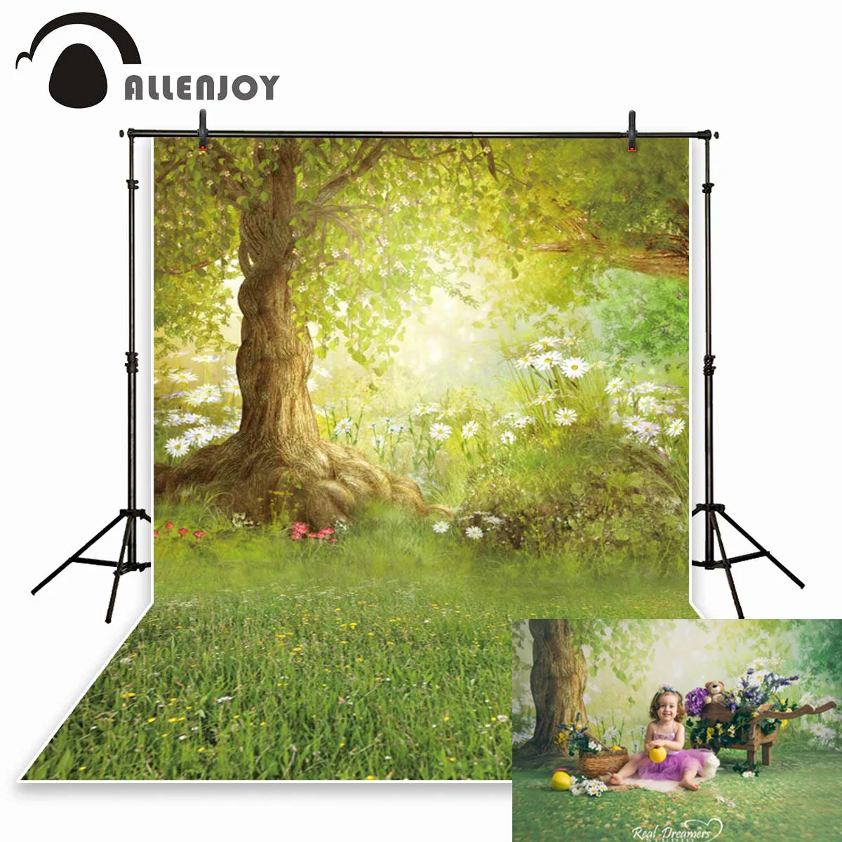 Allenjoy-telón de fondo de primavera para estudio fotográfico, fotografía de fantasía natural, bosque, pradera, recién nacido, Pascua