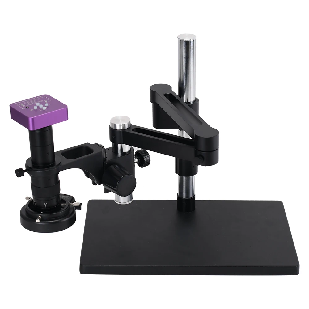 51MP Industrial Flexible Swing Arm Microscope 1080P 60FPS Camera 180x C-mount Lens 144 LED Light Microscope For Mobile Repair