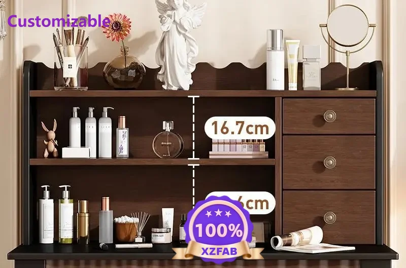 Factory Direct 2026 American solid wood dresser makeup mirror modern light luxury retro French desk makeup table integrated