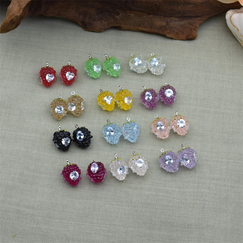 Min order 20pcs/lot color print cartoon strawberry shape resin floating locket charms diy jewelry garment pendant accessory