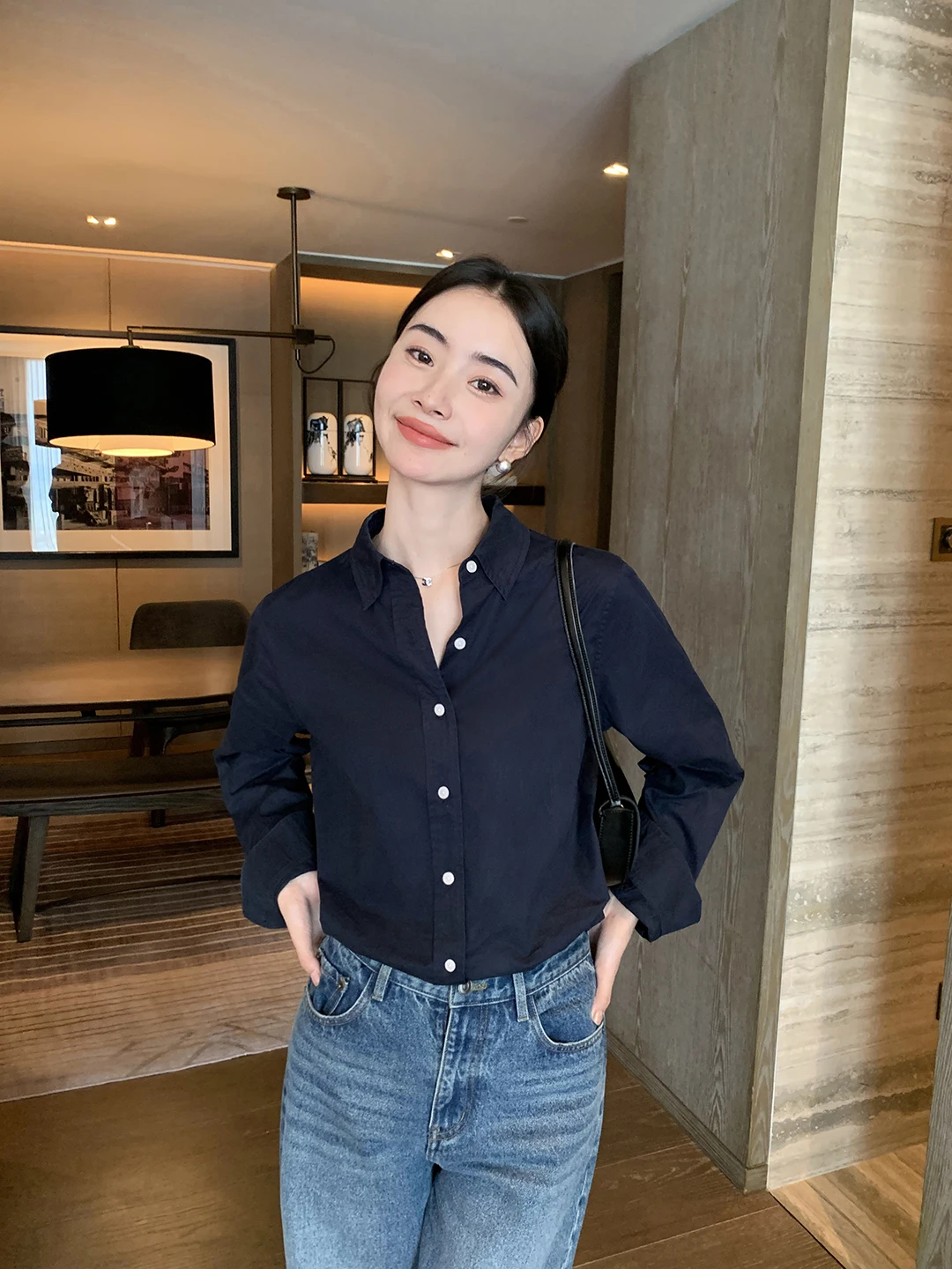 

Maven Lin Classic R0W Sle Pure Cotton White Long Sve irt Женский коврик Loose Silhouette irt