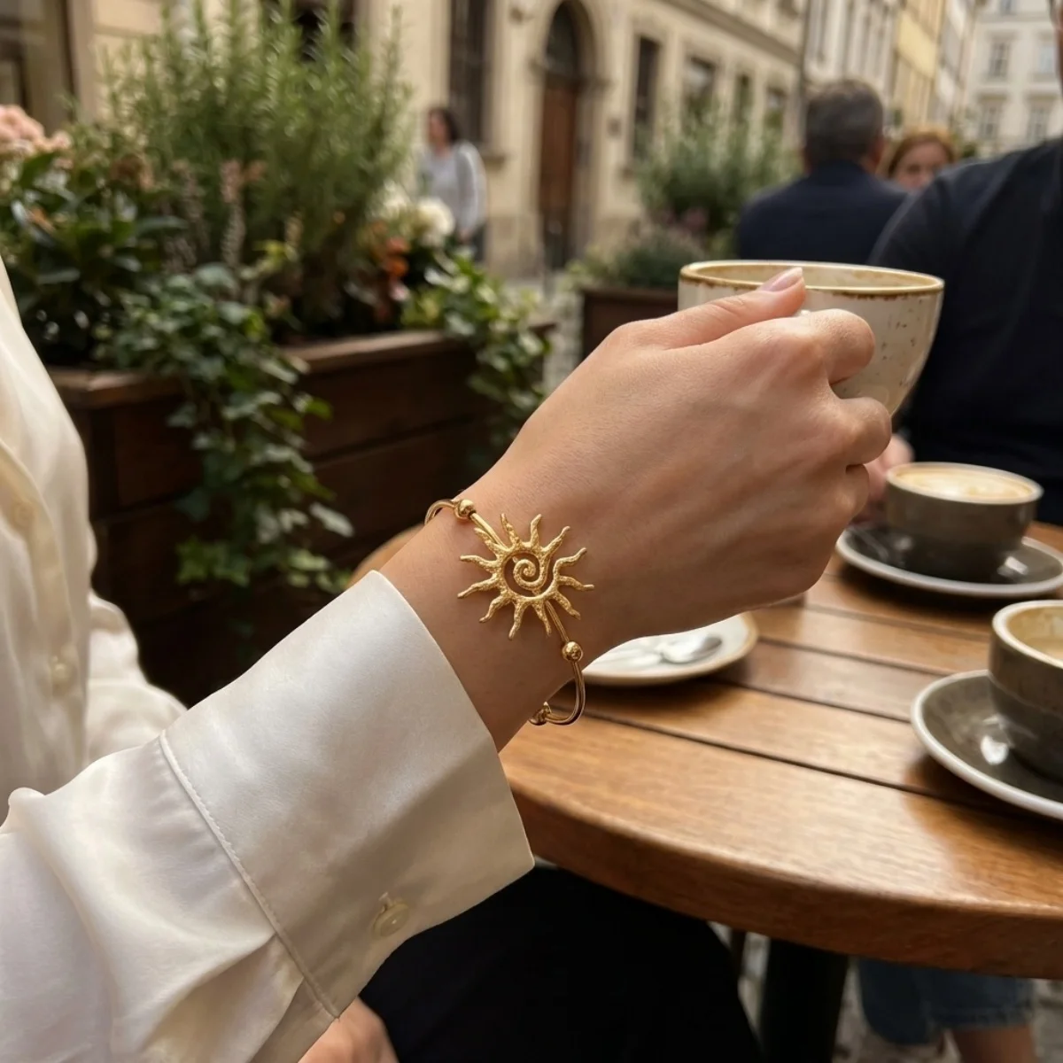 Einfache Edelstahl-Sonnenarmbänder für Damen und Herren, Gänseblümchen-, Muschel-, Spiral-, Oktopus-, Schildkröten-Armreif, Ozean-, Strand-, Urlaubsschmuck – Detail 11
